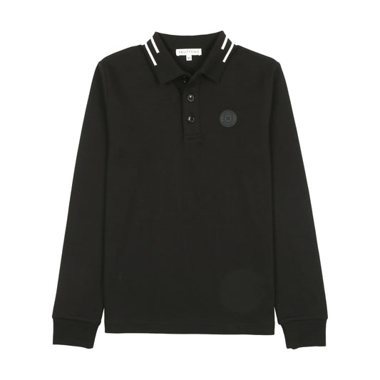 Stripe Collar Polo - black