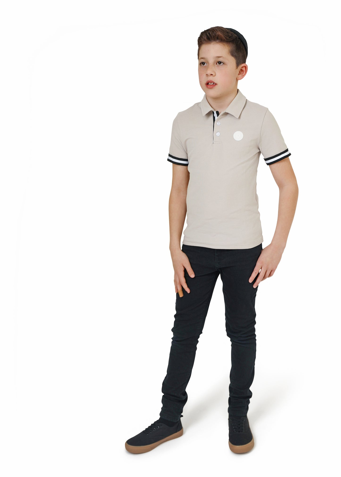 Stripe Polo - taupe