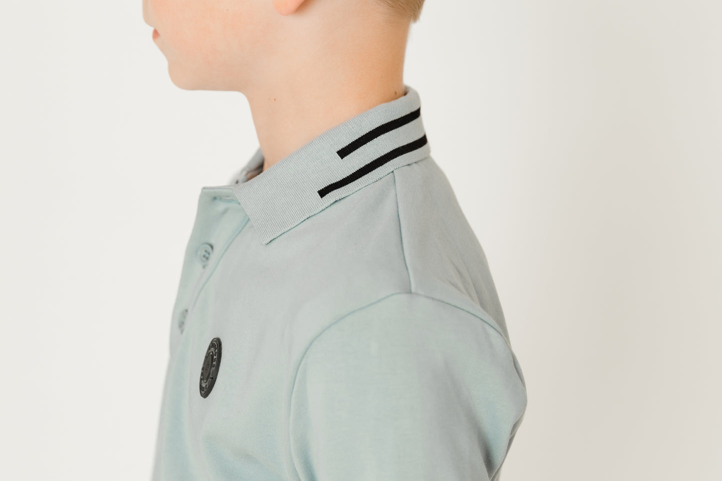 Stripe Collar Polo - slate blue