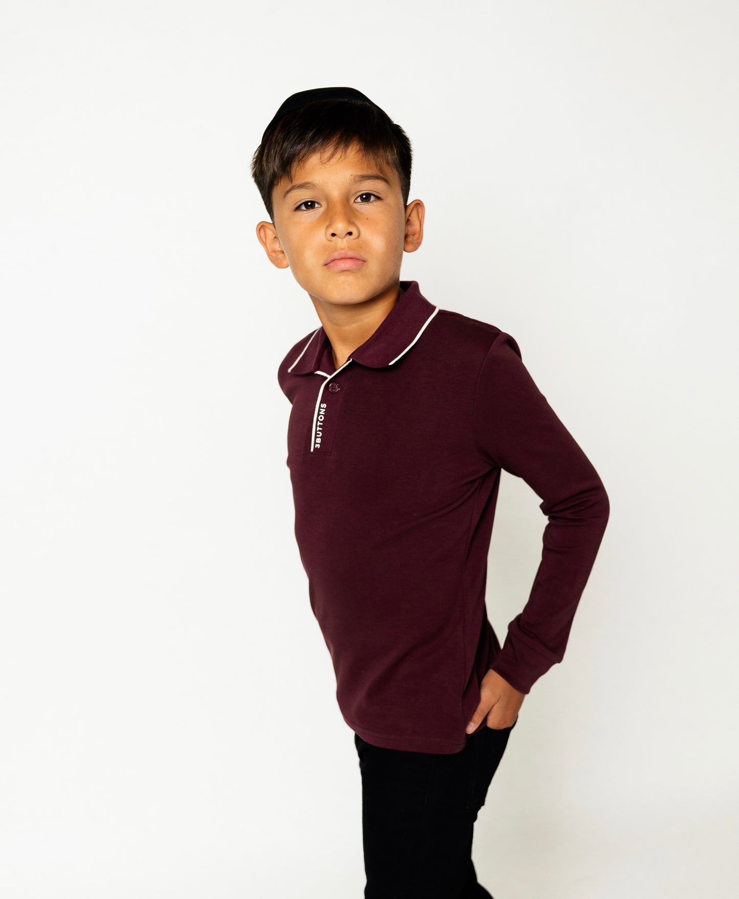 Stripe Edge Polo - burgundy/cream