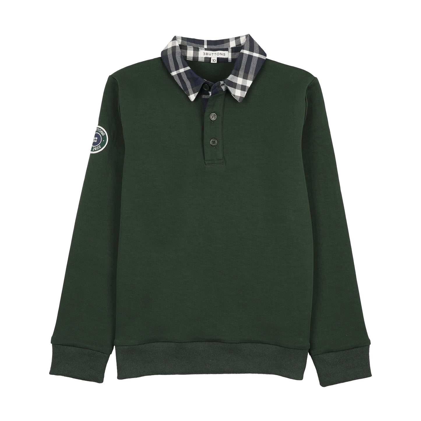 Plaid Sweatshirt Polo - green