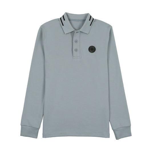 Stripe Collar Polo - slate blue