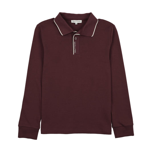 Stripe Edge Polo - burgundy/cream