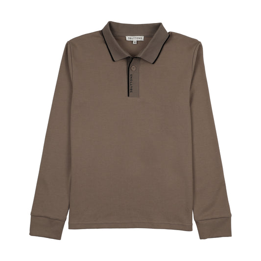 Stripe Edge Polo - mocha/black